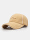 Unisex Solid Color Wool Letters Embroidery Warmth Breathable Fashion Baseball Cap - Apricot