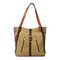 Brenice National Canvas Handbags Vintage Flower Shoulder Bags Multifuntion Backpack - Khaki