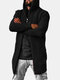 Mens Solid Color Knitted Casual Mid-Length Ripped Loose Sweater Hooded Cardigan - Black