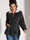 Contrast Color Lapel Pocket Zip Front Long Sleeve Teddy Sweatshirt - Dark Gray