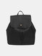 Women Flip Cover  Drawstring Decor PU Mini Backpack - Black