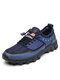 Men Knitted Fabric Breathable Outdoor Sport Casual Walking Shoes - Blue