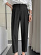 Mens Solid Color Casual Straight Pants With Pocket - Black
