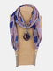 Vintage Chiffon Tassel Women Scarf Necklace Geometric Pendant Flower Leaf Pattern Shawl Necklace - #14
