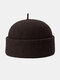 Unisex Wool Solid Color Autumn Winter Warmth Brimless Beanie Landlord Cap Skull Cap - Coffee