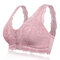 Wireless Lace Zip Front Full Coverage Push Up Bras - Pink