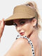 Women Straw Solid Color Empty Top Outdoor Sunscreen Breathable Casual Straw Hat - Khaki