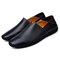 حذاء رجالي جلد طبيعي مقاس كبير بخياطة يدوية Soft حذاء بدون كعب - أسود