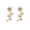 Vintage Flower Pearl Earrings Geometric Metal Rhinestone Leaves Earrings Chic Jewelry - Gold