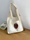 Women Canvas Brief Large Capacity Fruit Print Handbag Tote - Strawberry