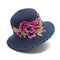 Ethnic Style Retro Straw Hat Embroidery Printed Breathable Cap - Purple