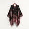 Women Vintage Ethnic Style Tassel Woolen Blending Scarf Shawl Casual Warm Breathable Scarf - Black