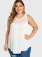 Lace Patchwork Sleeveless Plus Size Casual Blouse for Women - White