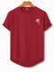 Mens Rose Print Crew Neck Sporty Short Sleeve T-Shirt - Red