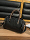 Faux Leather Retro Woven Handle Multi-carry Crossbody Bag Waterproof Adjustable Shoulder Strap Tote - Black