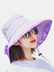 Women Cotton Polyester Bowknot Big Brim Sunscreen All-match Bucket Hat - Purple