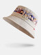 Unisex Cotton Embroidery Letter Chinese Opera Printing Fashion Sunshade Couple Hat Bucket Hat - Beige
