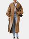 Solid Color Pockets Waistband Puff Sleeves Casual Coats for Women - Khaki
