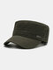 Men Cotton Metal Badge Decor Fashion Outdoor Military Hat Flat Hat Peaked Cap - Green