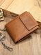 Men Genuine Leather Cow Leather Chain RFID Money Clips Card-slots Coin Purse Multifunction Wallet - Brown