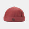 Unisex Brimless Hats Solid Color Letter Embroidery Skull Hat Hip Hop Hat - Red