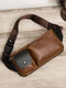 Men Vintage PU Leather 6.5 Inch Phone Bag Waist Bag Crossbody Bag Sling Bag - Coffee