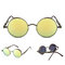 Men Women Round Lens Metal Frame Outdoor UV400 Steampunk Adjustable Polarized Sunglasses  - #07