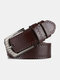 Men 115cm Faux Leather Business Fashion Jeans Pin Buckle Belts - Coffee