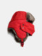 यूनिसेक्स स्की क्लॉथ Plus वेलवेट गाढ़ा सॉलिड कलर कैमो मास्क के साथ आउटडोर साइक्लिंग वार्मथ विंडप्रूफ ट्रैपर हैट - लाल