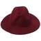 Vintage Women Wool Bowler Trilby Cap Wide Brim Ribbon Fedora Jazz Hat  - Wine Red