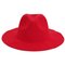 Vintage Women Wool Bowler Trilby Cap Wide Brim Ribbon Fedora Jazz Hat  - Red