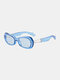 Unisex Metal TR Oval Full Frame Anti-ultraviolet Fashion Flat Sunglasses - Blue