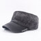 Mens Vintage Washed Cotton Flat Hats Military Caps Baseball Caps Adjustable - Black