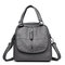 Women High-end Multifunction Soft PU Leather Handbag Double Layer Large Capacity Backpack - Grey