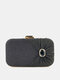 Women Satin Fashion Rhinestone Solid Color Beautiful Handbag Dinner Bag - Black