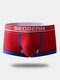 Men Chrismas Funny Cotton Boxers Comfy Sexy Contrast Color Underwear With Pouch - Red