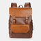 Men 15.6 Inch Large Capacity Leather Laptop Bag Backpack - Brown
