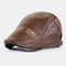 COLLROWN Men's Leather Beret Hat Casual Berets Warm Flat Caps - Coffee