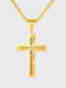 Trendy Simple Letter Pattern Cross-shaped Pendant Titanium Steel Necklace - Gold