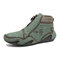 Menico Men Front Zipper Microfiber Leather Sock Ankle Boots - Green
