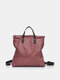 JOSEKO Women's Artificial Leather Outdoor Casual Large Capacity Backpack Messenger Bag Handbag - Red