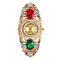 高級七宝時計女性のギフトのためのエレガントなクリスタルラインストーンフラワー時計 - 虹