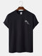 Mens Rose Chest Print Short Sleeve 100% Cotton T-Shirt - Black