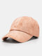 Unisex Solid Color Faux Cashmere Letter Embroidery Vintage All-match Warmth Baseball Cap - Pink