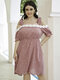 Plus Size Spotted Tie Strap Ruffle Sleeve Midi Dress - Pink