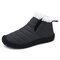 Women Waterproof Cloth Non Slip Plush Lining Solid Color Snow Ankle Boots - Grey
