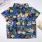 Boys Flower Print Beach Vacation Casual T-Shirt For 1-7Y - Dark Blue