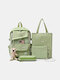 Women 4 PCS Large Capacity Cartoon Patchwork Backpack - Green