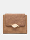 Women Artificial Leather Elegant Tri-fold Wallet Multi-compartment Short  Portable Wallet - Brown