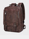 Men's Pu Retro Backpack Fashion Travel Bag School Bag Casual men's bag fashion computer double back - Brown
